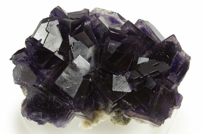 Pristine Purple Fluorite Crystals on Druzy Quartz - China #322806